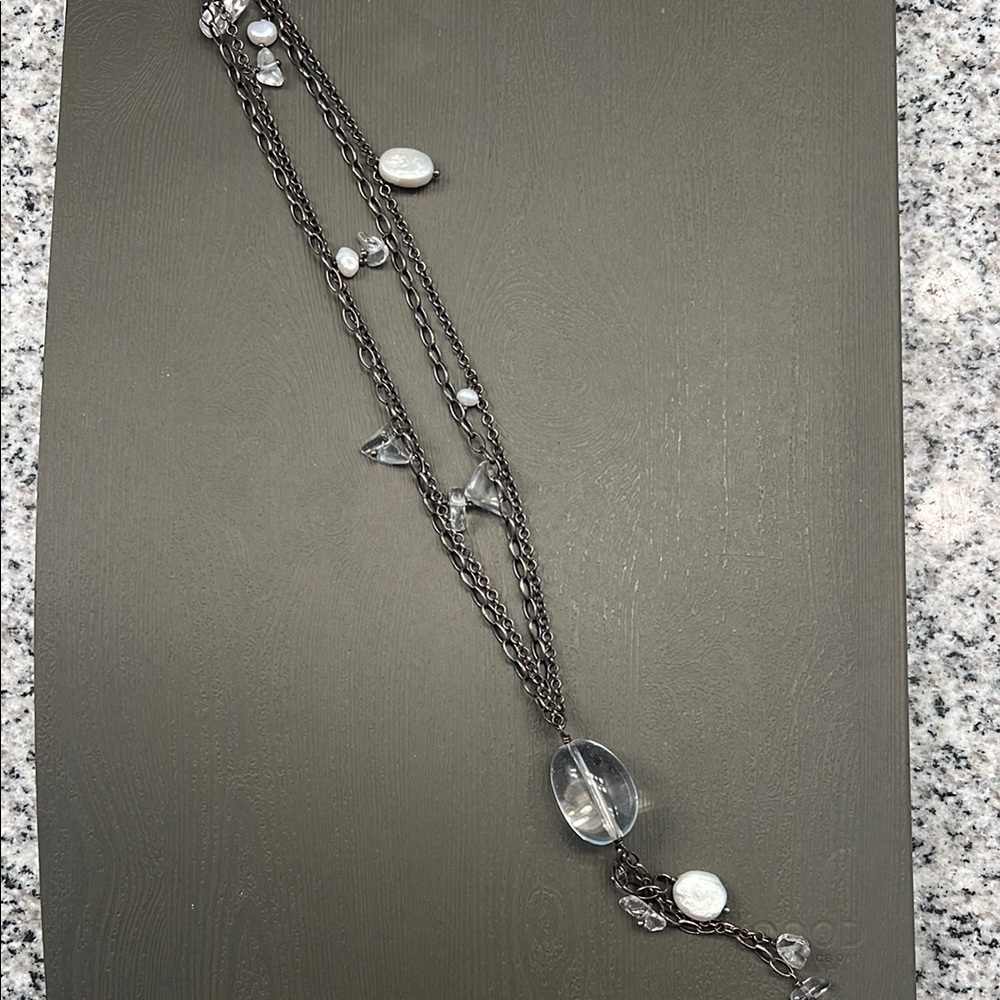 Silpada Silver and White Necklace with Crystal Pendant